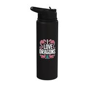 Amantes de la fantasía mística I Love Dragons Stainless Steel Insulated Water Bottle