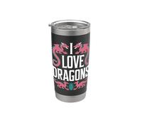 Amantes de la fantasía mística I Love Dragons Vaso térmico de acero inoxidable de doble pared