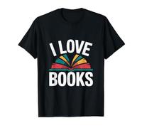 Amantes de la Lectura de Ratones de Biblioteca I Love Books Camiseta gráfica económica, Hombre, Negro, S