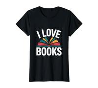 Amantes de la Lectura de Ratones de Biblioteca I Love Books Camiseta gráfica económica, Mujer, Negro, XS