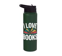 Amantes de la lectura de ratones de biblioteca I Love Books Stainless Steel Insulated Water Bottle