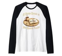 Amantes de la Lectura - Un Buen Libro es mi Lugar Feliz Camiseta Manga Raglan