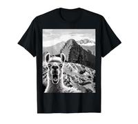 Amantes de la Llama Selfie Divertido en Machu Picchu Perú Viaje 2024 Camiseta gráfica económica, Hombre, Negro, M