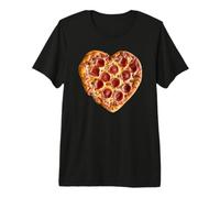 Amantes de la Pizza Americana Frase I Love Pepperoni corazón Camiseta Premium