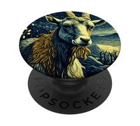 Amantes de las cabras, Vida en la granja, Noche estrellada de Van Gogh, Granja PopSockets PopGrip Adhesivo