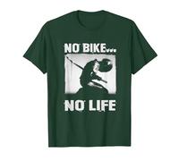 Amantes de Las Motocicletas y Motociclistas No Hay Bicicleta no Hay Vida Camiseta, Hombre, Verde Bosque, L