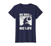 Amantes de Las Motocicletas y Motociclistas No Hay Bicicleta no Hay Vida Camiseta, Mujer, Azul Marino, L