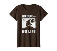 Amantes de Las Motocicletas y Motociclistas No Hay Bicicleta no Hay Vida Camiseta, Mujer, Marrón, M