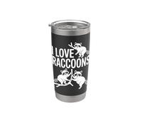 Amantes de los animales divertidos I Love Raccoons Vaso térmico de acero inoxidable de doble pared