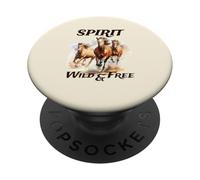 Amantes de los Caballos Caballos Salvajes Spirit Run Wild y Free Spirited PopSockets PopGrip Adhesivo