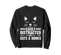 Amantes de los Gatos y los Libros: se distraen fácilmente con Gatos y Libros Sudadera