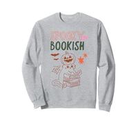 Amantes de los Libros de Lectura de Halloween con Forma de Gato Calabaza Espeluznante Pero libroso Sudadera