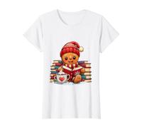 Amantes de los Libros de Lectura de Pan de Jengibre, Bibliotecario navideño Camiseta gráfica económica, Mujer, Blanco, XL