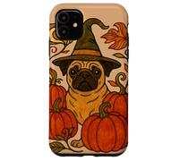 Amantes de los Perros de Halloween Pug Witch with Pumpkins Carcasa para iPhone 11