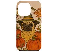Amantes de los Perros de Halloween Pug Witch with Pumpkins Carcasa para iPhone 13 Pro