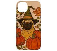 Amantes de los Perros de Halloween Pug Witch with Pumpkins Carcasa para iPhone 14 Plus
