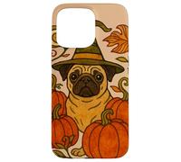 Amantes de los Perros de Halloween Pug Witch with Pumpkins Carcasa para iPhone 15 Pro MAX