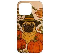 Amantes de los Perros de Halloween Pug Witch with Pumpkins Carcasa para iPhone 16 Pro