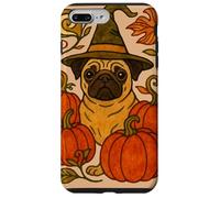 Amantes de los Perros de Halloween Pug Witch with Pumpkins Carcasa para iPhone 7 Plus/8 Plus