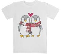 Amantes De Los Pingüinos De Invierno Lindos Camiseta Blanca De Manga Corta para Niños