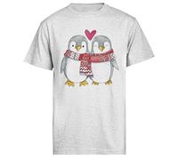 Amantes De Los Pingüinos De Invierno Lindos Camiseta De Manga Corta De Hombre Gris