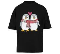 Amantes De Los Pingüinos De Invierno Lindos Camiseta Extragrande Negra Baggy tee Unisex