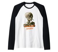 Amantes del Arte postimpresionista del cráneo Fumador Camiseta Manga Raglan