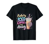 Amantes del café divertidos impulsados por el café helado y la ansiedad Camiseta