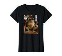 Amantes del Café Helado Divertido Green Frog Sapo Meme Fans Hombres Camiseta gráfica económica, Mujer, Negro, L