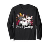 Amantes del otoño del Bulldog francés Fantasma de Halloween del Bulldog francés Manga Larga