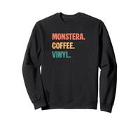 Amantes del Vinilo Monstera Coffee Vintage Sudadera