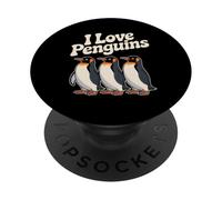 Amantes lindos de pingüinos I Love Penguins PopSockets PopGrip Adhesivo