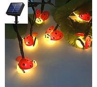 Amants01 Guirnalda de luces solares de mariquitas, 21 pies, 30 LED, funciona con energía solar, las mejores luces de decoración para fiestas, bodas, dormitorios, bibliotecas, estudio, habitación