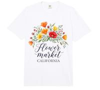 Amapola de California Mercado de Flores Rojas Amapolas Floral Comfort Colors Adult Heavyweight T-Shirt