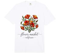 Amapola de California Mercado de Flores Rojas Amapolas Floral Comfort Colors Adult Heavyweight T-Shirt