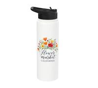 Amapola de California Mercado de flores rojas Amapolas Floral Stainless Steel Insulated Water Bottle
