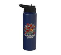 Amapola de California Mercado de flores rojas Amapolas Floral Stainless Steel Insulated Water Bottle