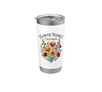Amapola de California Mercado de flores rojas Amapolas Floral Vaso térmico de acero inoxidable de doble pared