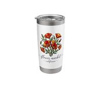Amapola de California Mercado de flores rojas Amapolas Floral Vaso térmico de acero inoxidable de doble pared