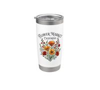 Amapola de California Mercado de flores rojas Floral Vaso térmico de acero inoxidable de doble pared