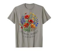 Amapola de California Mercado Flores Rojas Amapolas Floral Camiseta