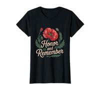 Amapola floral vintage para el Día de los Caídos para mujer Camiseta