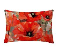 Amapola Fundas Cojines 50x80 cm Flores Fundas Cojines Decorativos Rectangulares Cushions Lino pillow Funda de Almohada Sofa Cojín Lumbar para Garden Terraza Primavera Verano Otoño Decor, Regalo L-1024