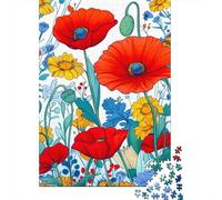Amapola Puzzle De 1000 Piezas para Adultos Amapolas Rojas Art Collection Alta Definición Multicolor Puzzle Fantasy Impossible Rompecabezas Diversión 1000pcs (75x50cm)