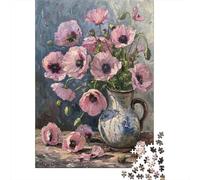 Amapola Rosa Naturaleza Muerta 1000 Piezas Cartón Grueso Rompecabezas Premium para Adultos Desafío Juego Educativo Decoración De Paredes Paquete De Valor 52x38cm/1000pcs