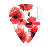 Amapolas de acuarela,12 púas de guitarra, 3 grosores diferentes para guitarra acústica, bajo y ukelele
