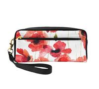 Amapolas De Acuarela, Bolsa de Maquillaje Bolsa de cosméticos Bolsa de Aseo de Viaje portátil Estuche de Cuero para Mujeres y niñas