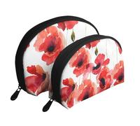 Amapolas De Acuarela, Bolsa de Maquillaje de Concha, Monedero pequeño para Mujer, Bolsa de artículos de tocador, Bolsa de cosméticos, 2 Piezas
