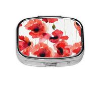 Amapolas De Acuarela, Pastillero cuadrado para bolsillo o monedero, pequeño contenedor de pastillas, organizador de pastillas de viaje