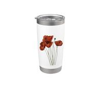 Amapolas largas y altas artísticas WIldflowers Vaso térmico de acero inoxidable de doble pared